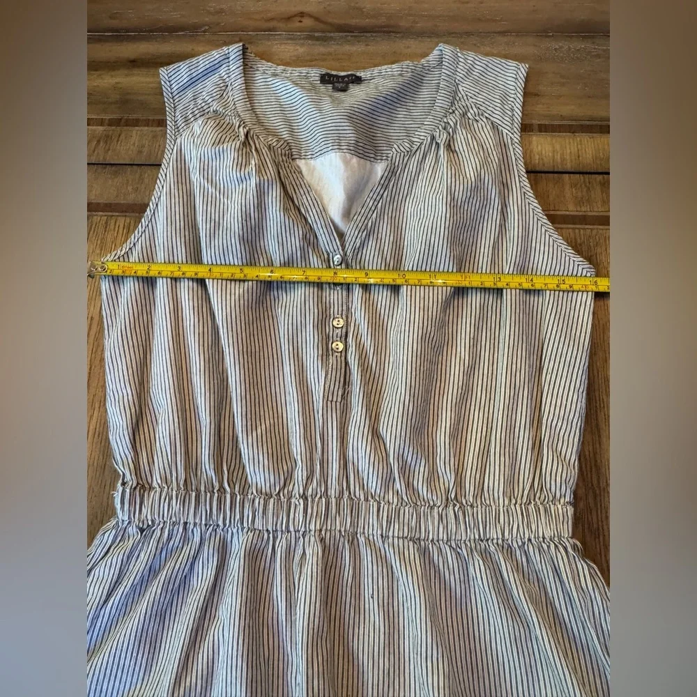 Lilla P Split Neck Striped Sleeveless Lined Cotton Shirt Dress Women’s S Midi - Picture 10 of 14